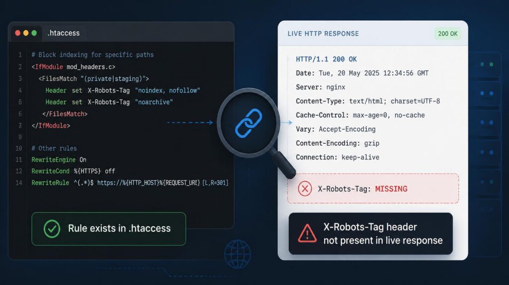 The .htaccess Rule Was Correct—So Why Was X-Robots-Tag Missing?